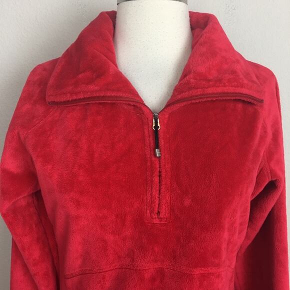 Obermeyer Red Fuzzy Long Sleeve  quarter Zip Small - Picture 4 of 5